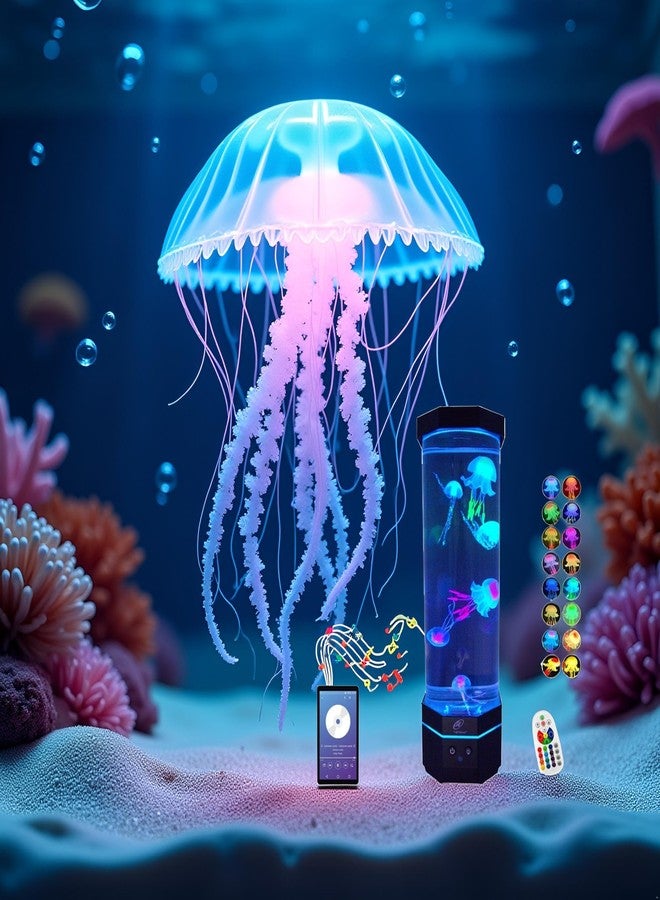 Lightahead LED Sensory Jellyfish Aquarium Lamp with Bluetooth Speaker and Color Changing Light Effects. Majestic and Standing Tall at 12 Inches! Medium (12 Inches Tall) - Image 5
